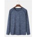 Men Plain High Elasticity Crew Neck Casual Long Sleeve Soft T  Shirts