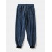 Mens Corduroy Applique Drawstring Cuffed Pants With Pocket