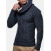 Mens Turtleneck Cable Warm Long Sleeve Knitted Sweaters