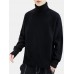 Men High Neck Solid Color Long Sleeve Slight Elastic Casual Trendy Sweaters