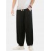 Mens Cotton Pure Color Loose Fit Drawstring Casual Pants