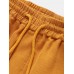 Mens Solid Color Corduroy Multi Pocket Loose Drawstring Pants