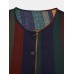 Mens Vintage Multi  Color Striped Print Button Up Home Casual Long Sleeve Robes With Pockets