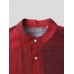 Mens Cotton Plaid Print Henley Shirts Home Sleepwear Long Sleeve Robes With Pocket