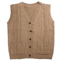 Men's V-Neck Twisted Knit Single Breasted Vest 41270854M