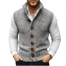 Men's Retro Casual Knitted Single-Breasted Button Vest MTA0419K3TO