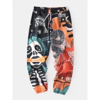 Mens Colorful Cartoon Print Funny Casual Pants